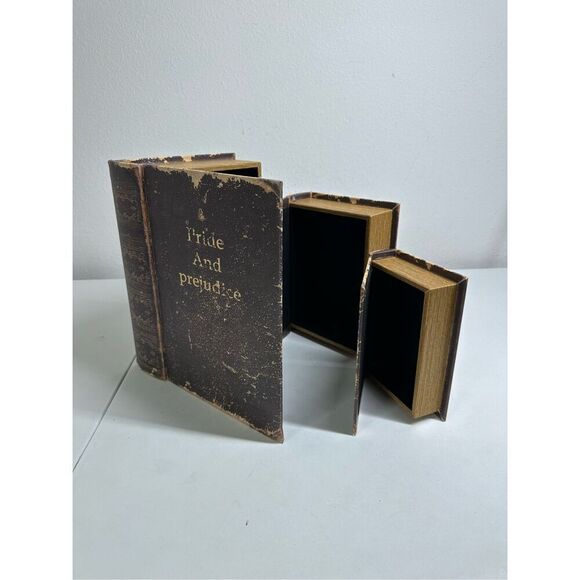 Lot of 3 Rare Vintage Antique Style Faux Safe Secret Book Pride and Prejudice - Picture 7 of 13